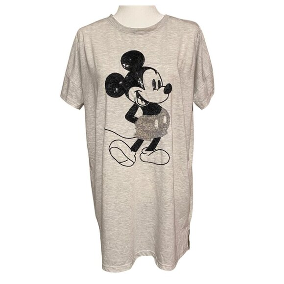Disney Mickey Mouse Sequin Short Sleeve Night Shirt Size Medium 8/10 - Picture 1 of 8